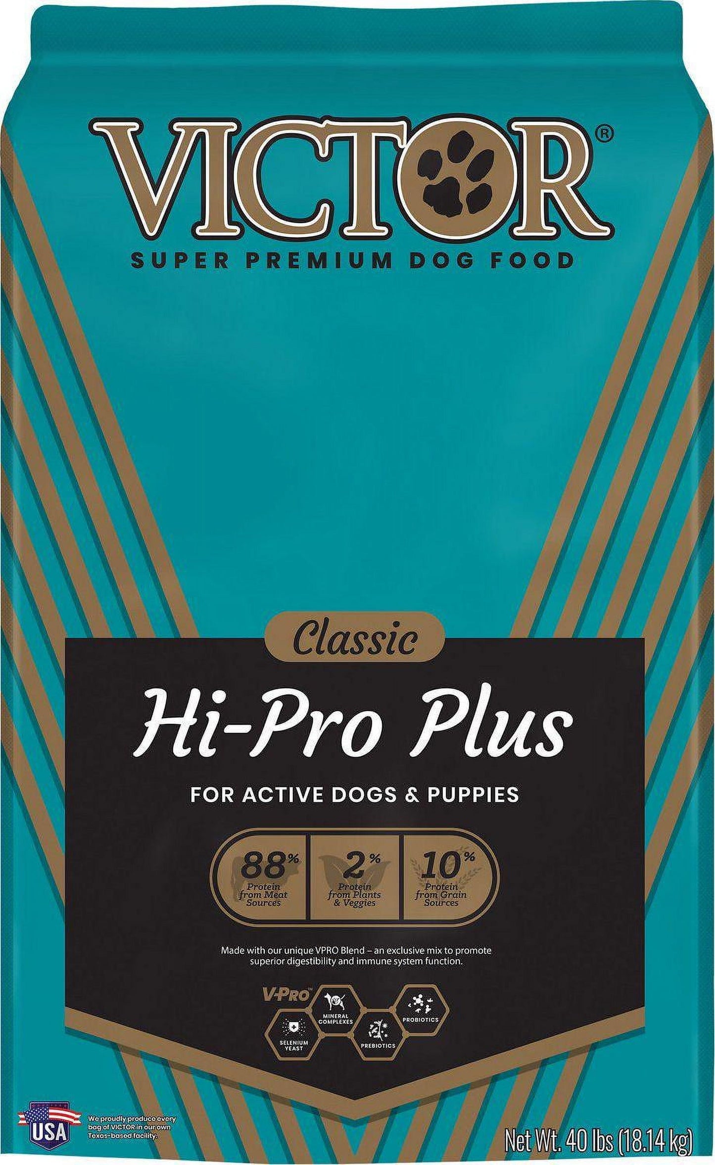Victor 2374 Classic Hi-Pro Plus High-Protein Beef Recipe Dry Dog Food - 40lb Bag