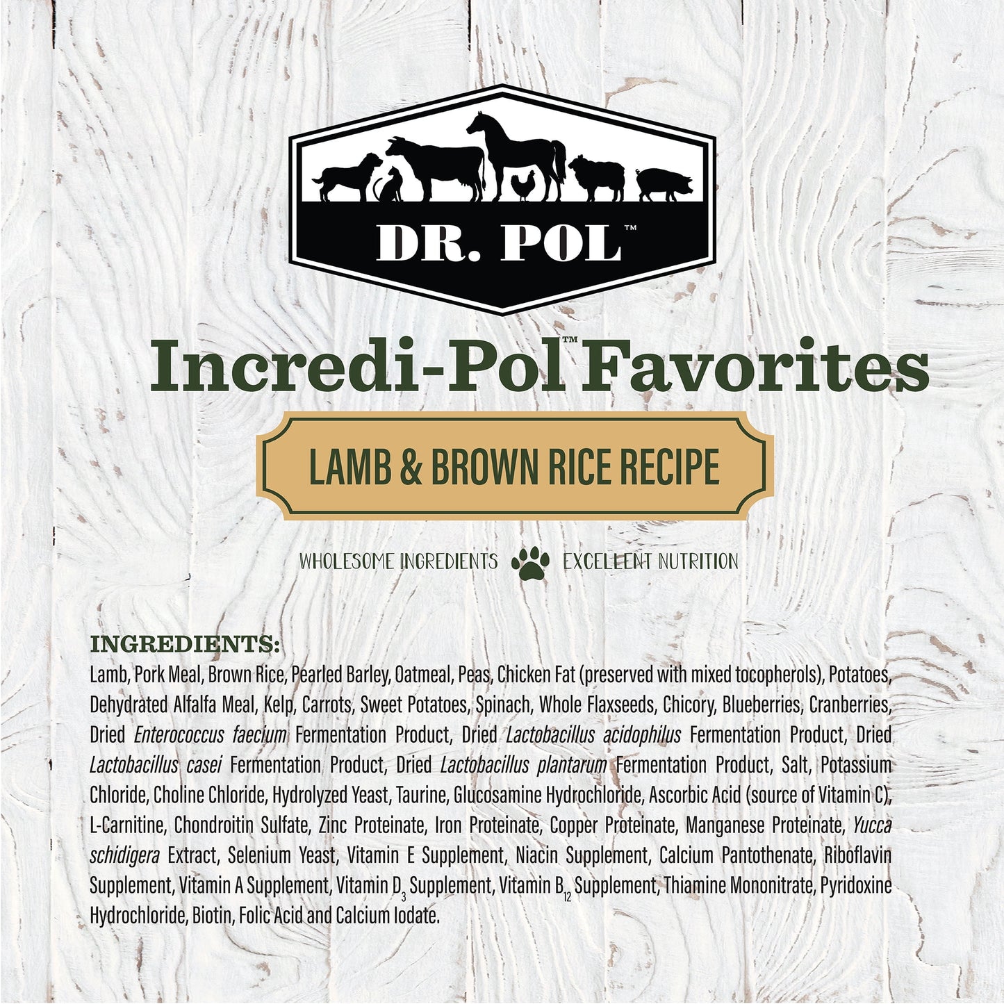 Dr. Pol Incredi-Pol Favorites Lamb and Brown Rice Recipe Dog Food - 24lb
