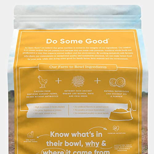 Open Farm Harvest Chicken & Ancient Grains Dry Dog Food, Humanely Raised Chicken Recipe with Wholesome Grains and No Artificial Flavors or Preservatives, 4 lbs