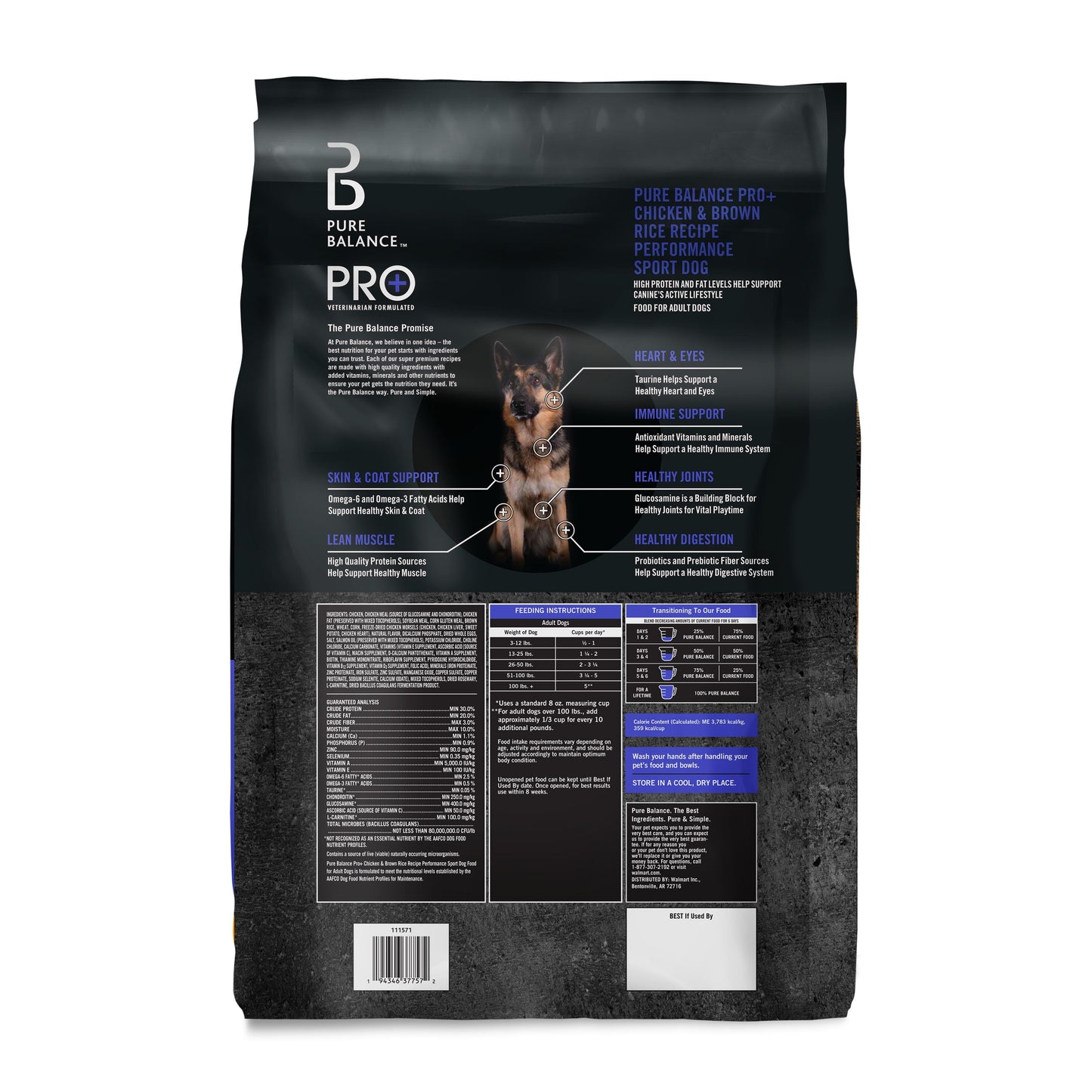 Pure Balance Pro+ Performance Sport Dog Dry Dog Food, Chicken & Brown Rice Recipe, 30 lb Bag