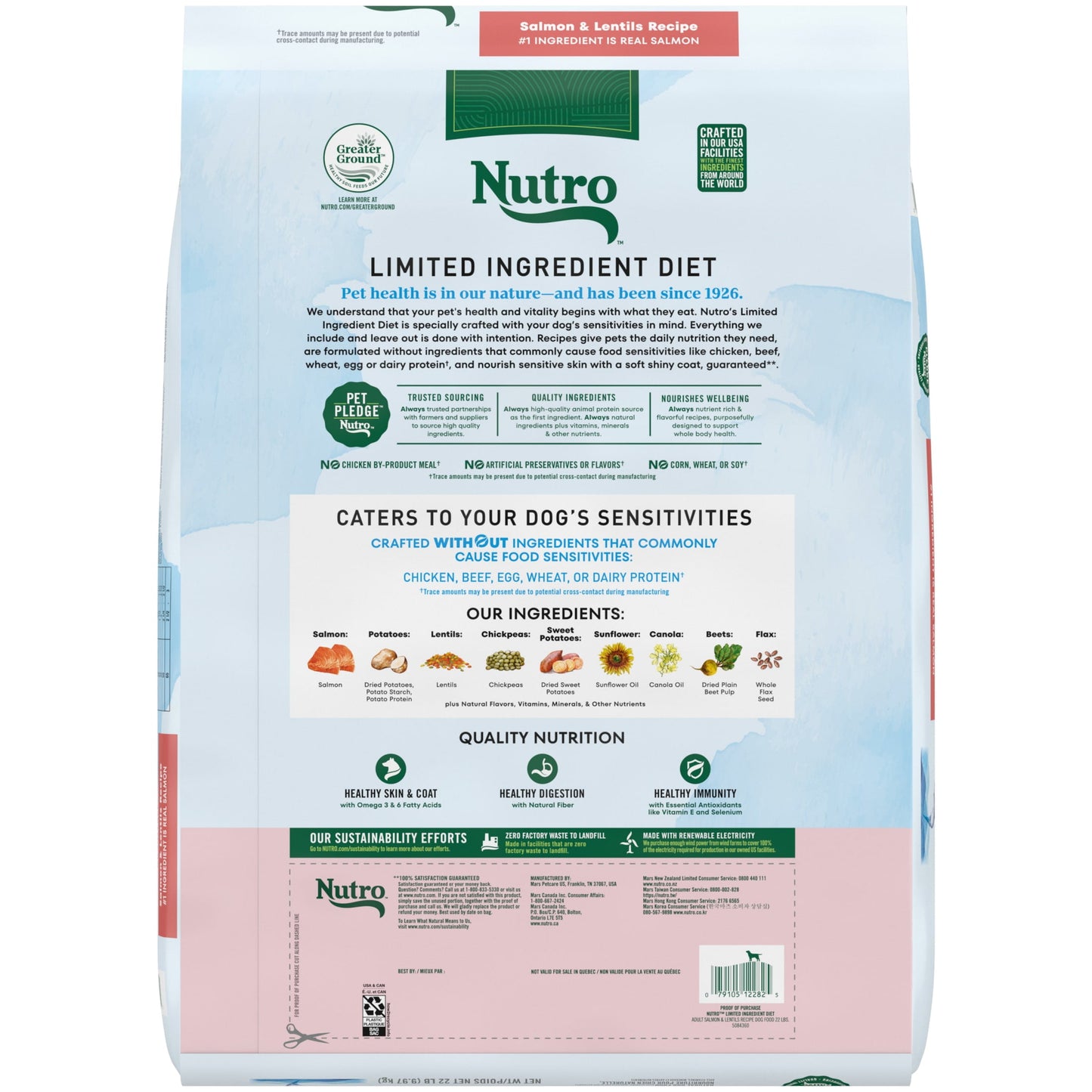 Nutro Limited Ingredient Diet Dry Dog Food, Salmon & Lentils Recipe, 22 Lbs.