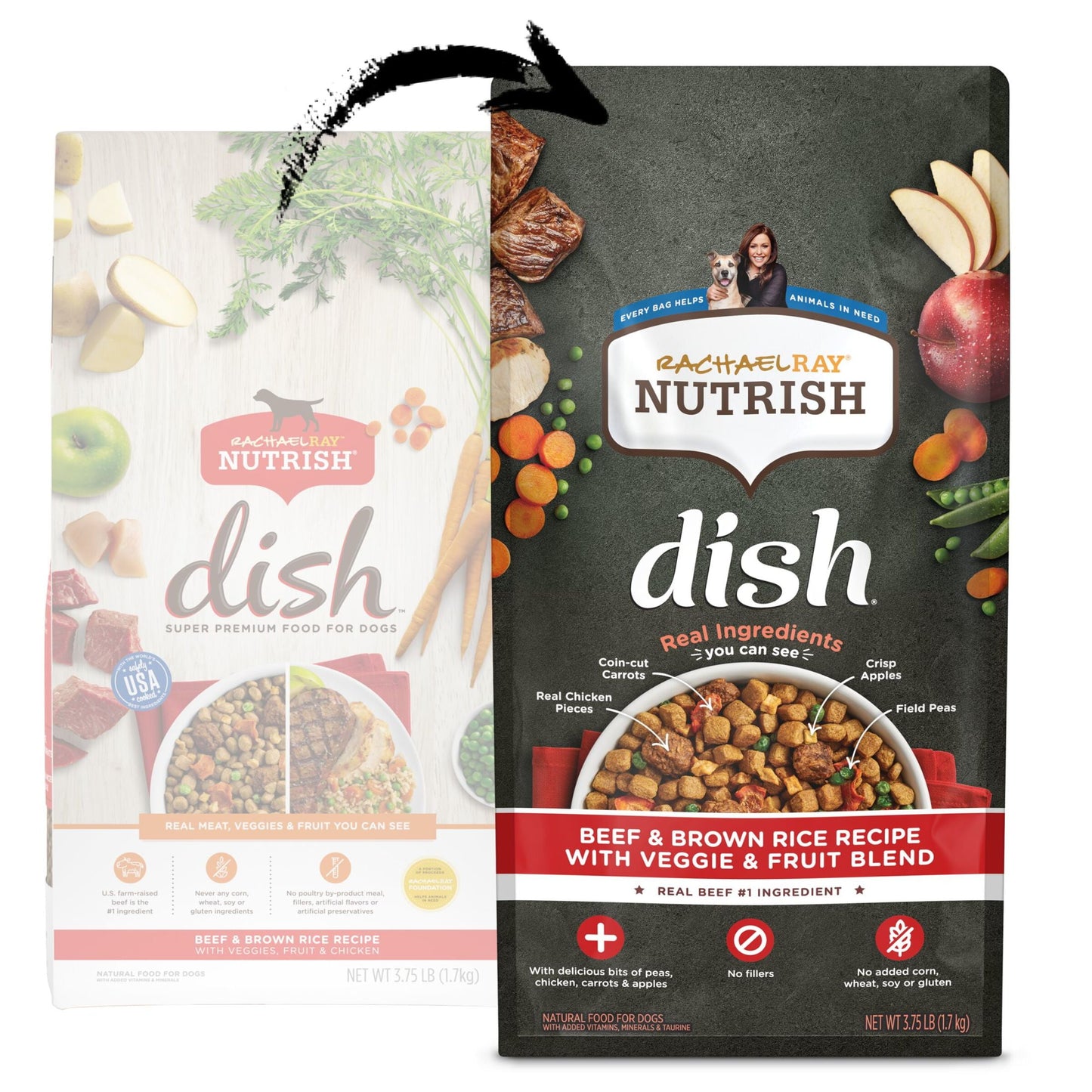 Rachael Ray Nutrish Dish Beef & Brown Rice Recipe with Veggies & Fruit Dry Dog Food, 3.75 lb. Bag