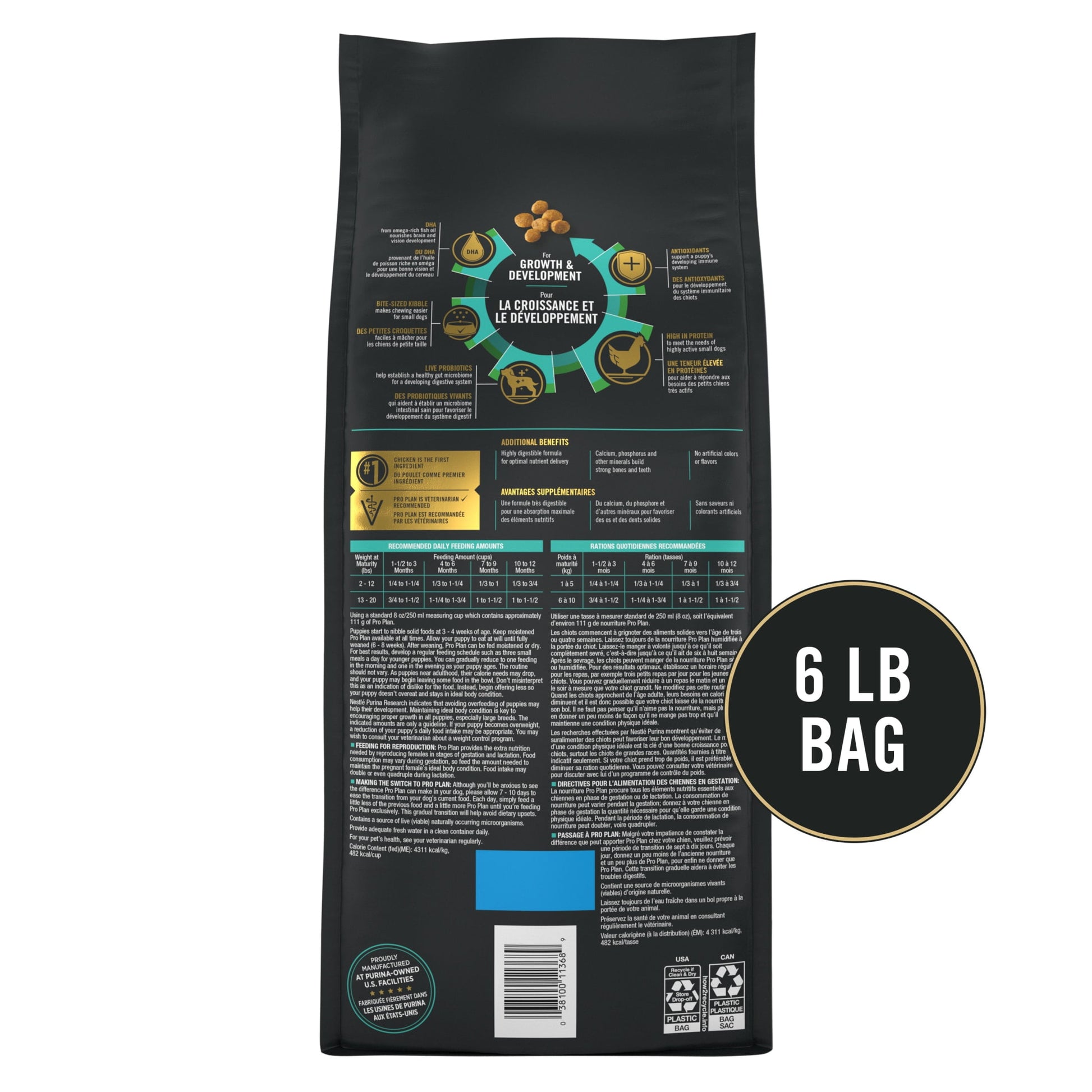 Purina Pro Plan High Protein Small Breed Puppy Food DHA Chicken & Rice Formula, 6 lb. Bag