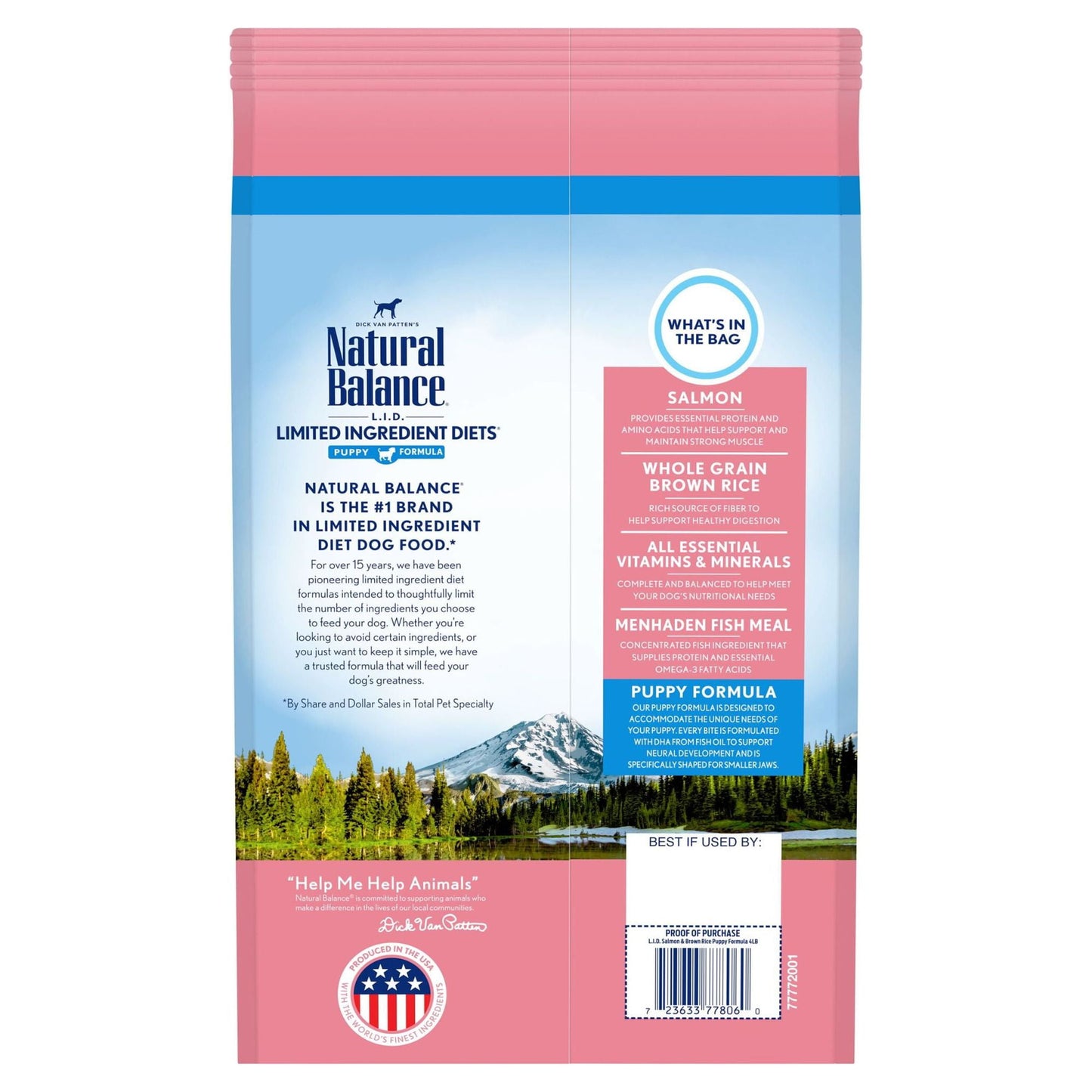Natural Balance L.I.D. Limited Ingredient Diets Dry Dog Food, 4 Pounds, Salmon & Brown Rice Puppy Formula