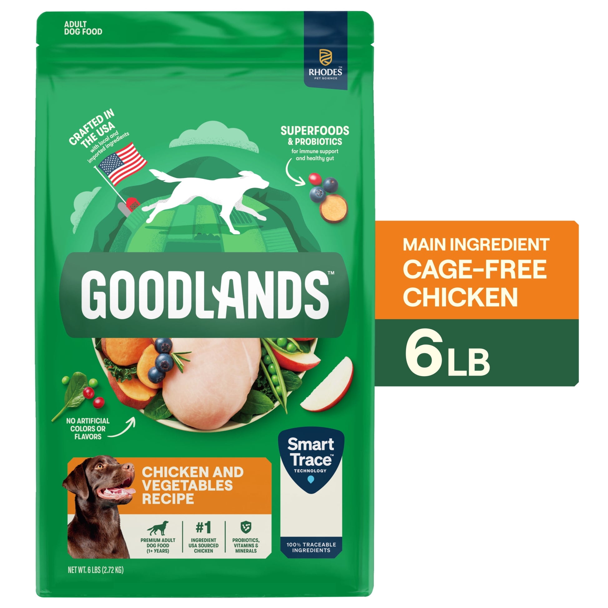 Goodlands Cage-Free Chicken  Vegetable Flavor, Dry Adult Dog Food with Probiotics, 6 lb Bag