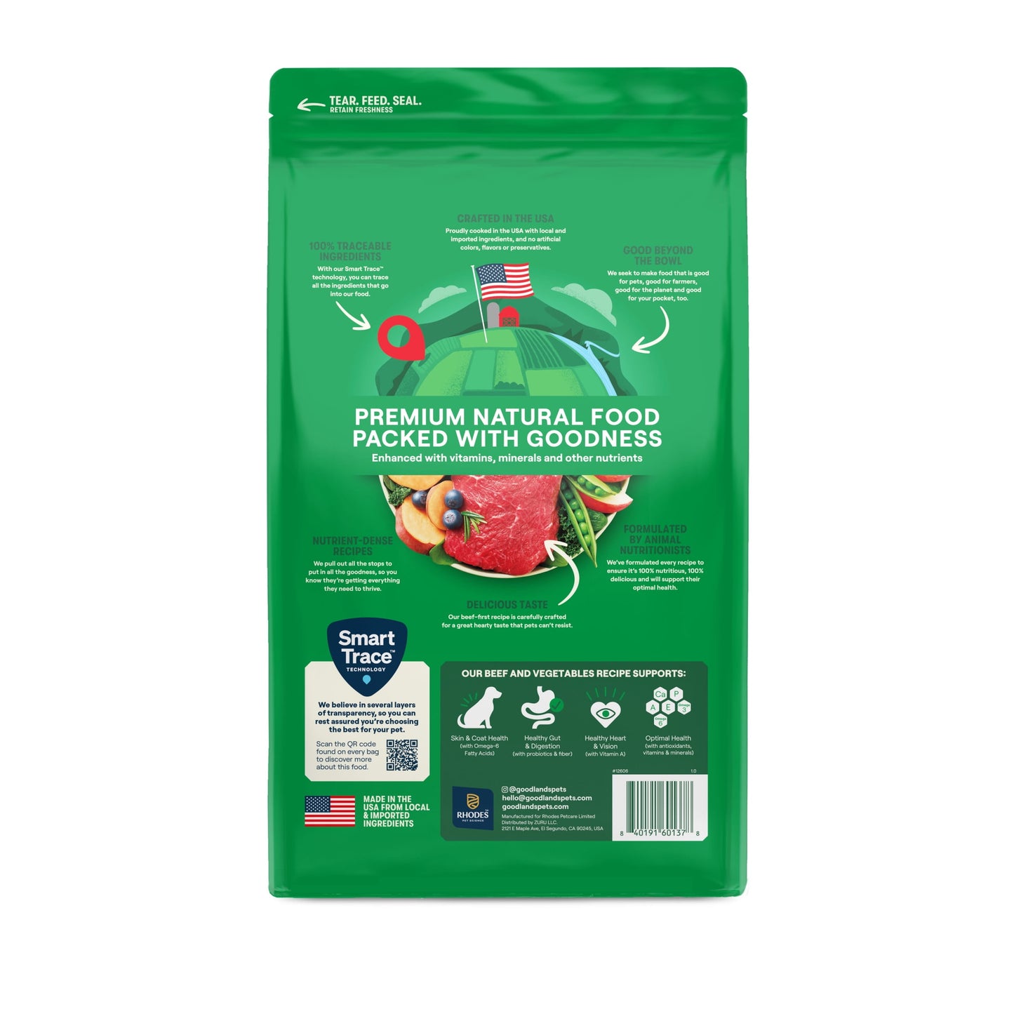 Goodlands Grass-Fed Beef & Vegetable Flavor, Dry Adult Dog Food with Probiotics, 6 lb Bag