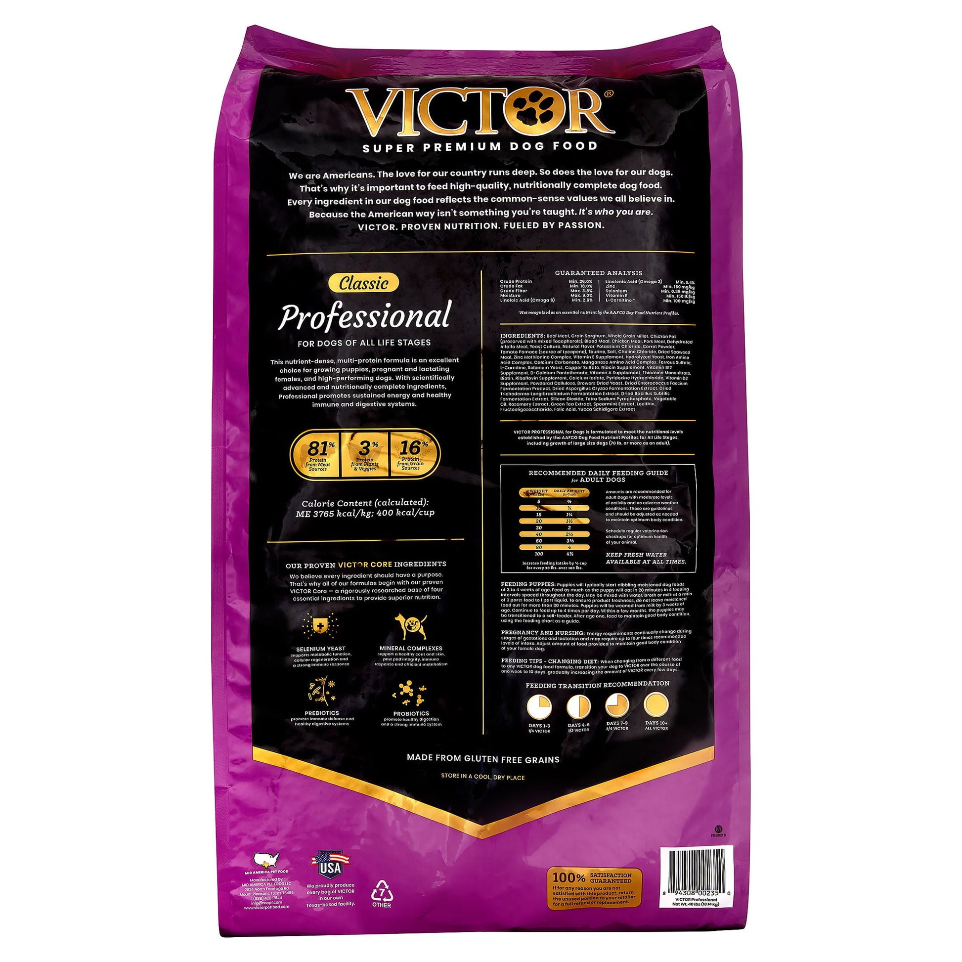 Victor Professional Formula Dry Dog Food, 40 lb