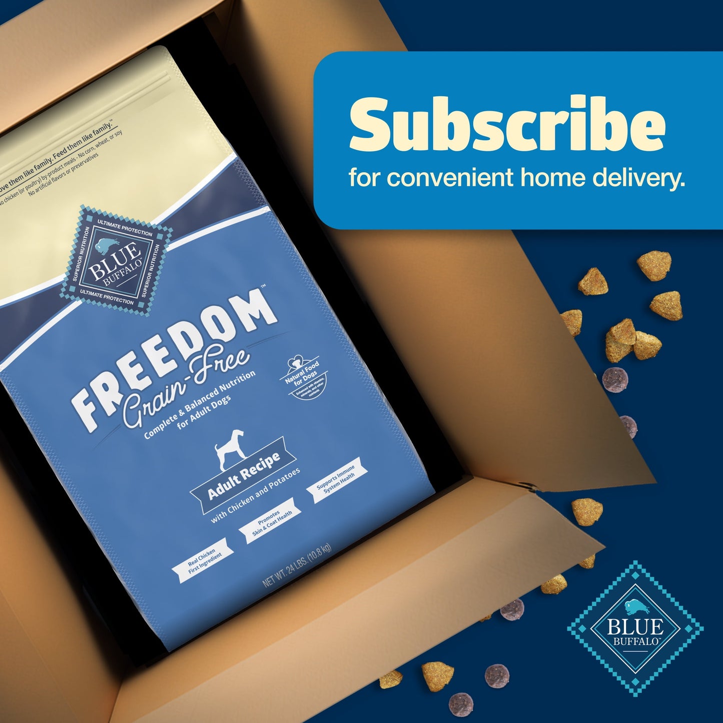 Blue Buffalo Freedom Grain-Free Natural Adult Dry Dog Food, Chicken & Potatoes, 24-lb. Bag